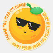 Happy Purim Orange vous Glad Round Sticker (Devant)