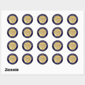 Happy Purim Paarse & Gold Script Classic Ronde Sticker (Vel)