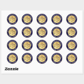 Happy Purim Paarse & Gold Script Classic Ronde Sticker (Vel)