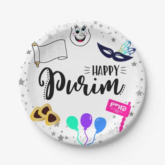Happy Purim Papieren Bordje (Voorkant)