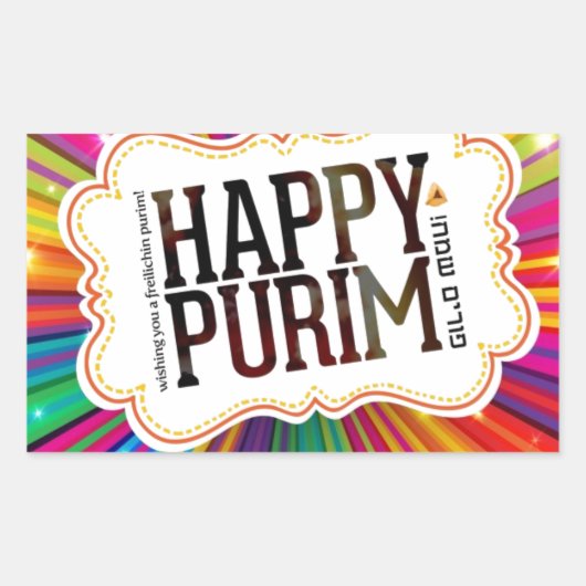 happy purim rechthoekige sticker (Voorkant)