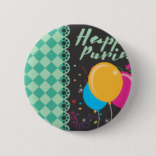 happy purim ronde button 5,7 cm