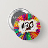 happy purim ronde button 5,7 cm (Voorkant /achterkant)