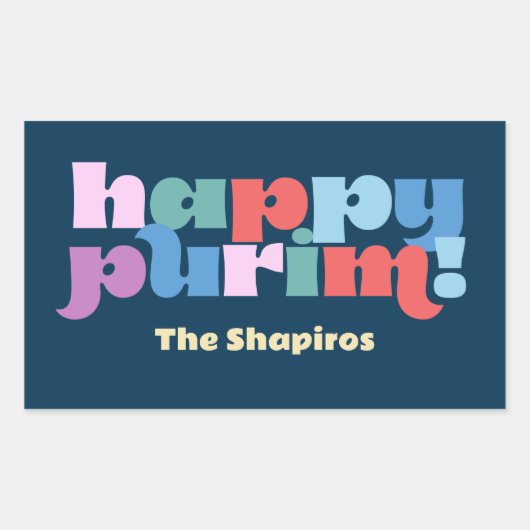 Happy Purim Sameach label voor mishloach manot (Voorkant)