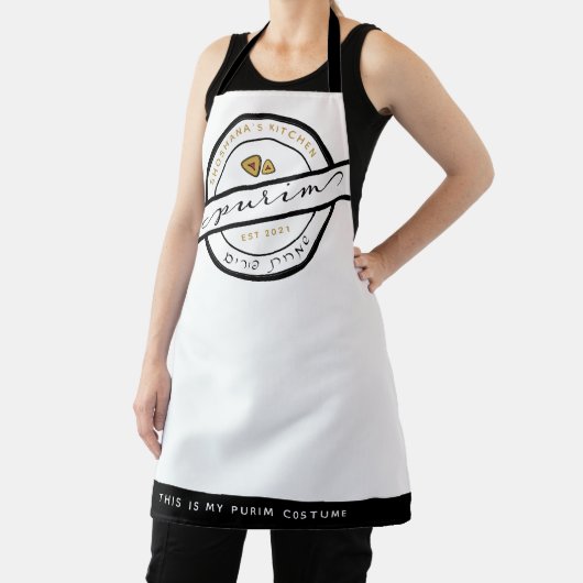 HAPPY PURIM Script Grappig gepersonaliseerd Schort (Insitu)