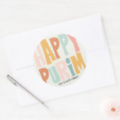 Happy Purim Sticker rond (Enveloppe)