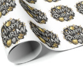 Happy Purim Wrapping Paper (zwart) Cadeaupapier (Rol Hoek)