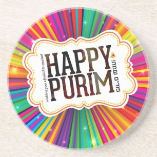 happy purim zandsteen onderzetter