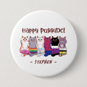 Happy Purride – LGBTQ Pride Katten Ronde Button 7,6 Cm