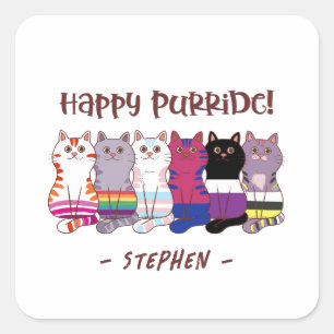 Happy Purride – LGBTQ Pride Katten Vierkante Sticker