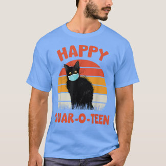 Happy QuarOTeen Cat met gezichtsmasker Black Cat H T-shirt
