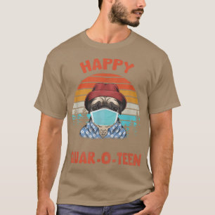 Happy QuarOTeen Dog met gezichtsmasker Dog Hallowe T-shirt