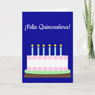Happy Quinceañera in het Spaans: Donkerblauw Blank Kaart