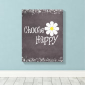 Happy Quote met Daisy Canvas Afdruk (Insitu (Houten vloer))