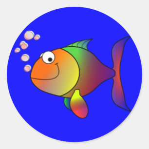 Happy Rainbow Fish Ronde Sticker