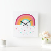 Happy Rainbow Magic Vierkante Klok (Huis)