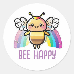 Happy rainbow miel autocollant abeille