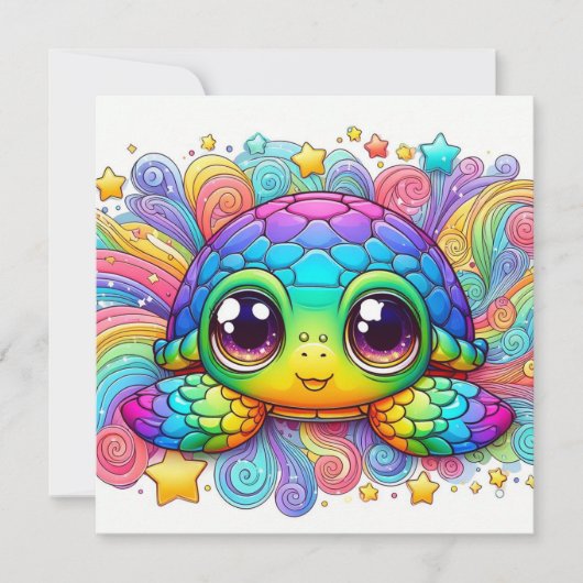 Happy rainbow turtle card kaart (Voorkant)