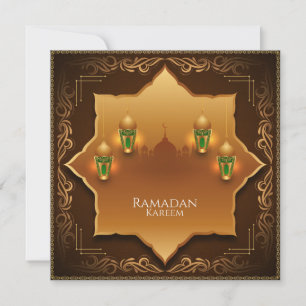 Happy Ramadan Mubarak Gold Islamic Lantern Mosque Feestdagenkaart