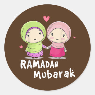 Happy Ramadan Mubarak Heilige Month kalligrafie me Ronde Sticker