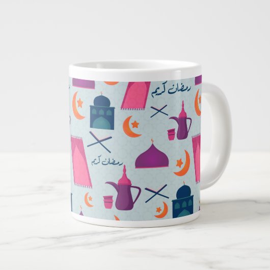 Happy Ramadan Pattern Extra Grote Beker (Voorkant rechts)