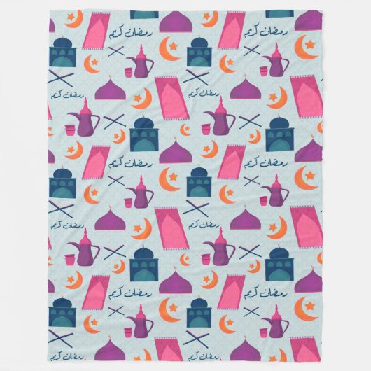 Happy Ramadan Pattern Fleece Deken (Voorkant)