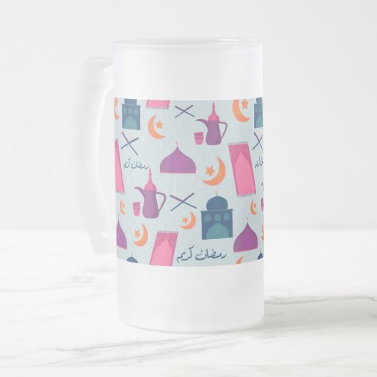 Happy Ramadan Pattern Matglas Bierpul (Voorkant links)