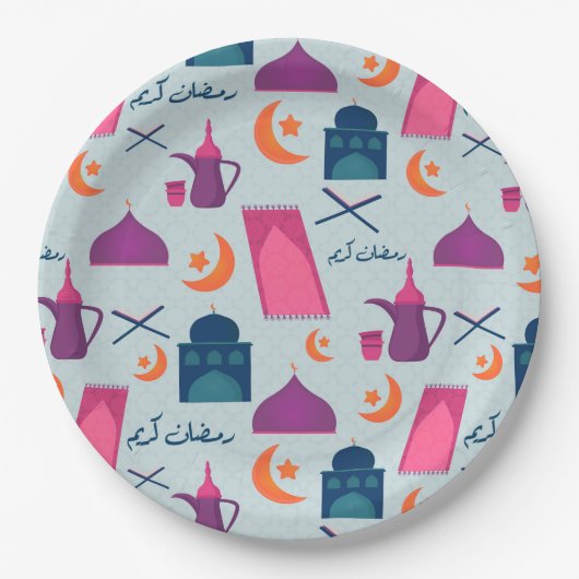 Happy Ramadan Pattern Papieren Bordje (Voorkant)