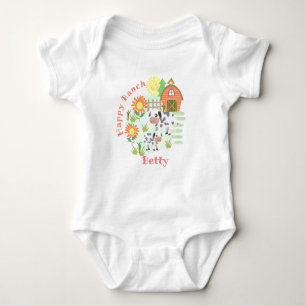 Happy Ranch-Koe. Gepersonaliseerd. Baby Bodysuit