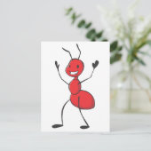 Happy Red Ant Cartoon Briefkaart (Staand voorkant)