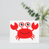 Happy Red Cartoon Crab Briefkaart (Staand voorkant)