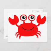 Happy Red Cartoon Crab Briefkaart (Voorkant / Achterkant)