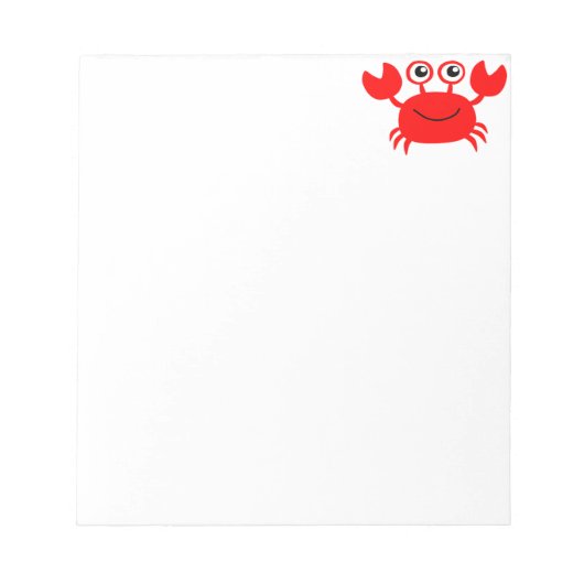 Happy Red Cartoon Crab Notitieblok (Voorkant)