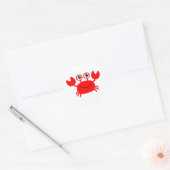 Happy Red Cartoon Crab Ronde Sticker (Envelop)
