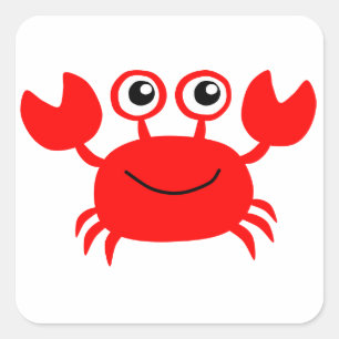 Happy Red Cartoon Crab Vierkante Sticker