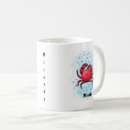 Happy red Crab waterverf stijl Koffiemok