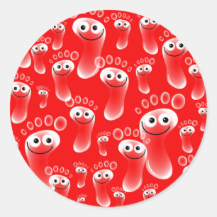 Happy Red Feet Ronde Sticker