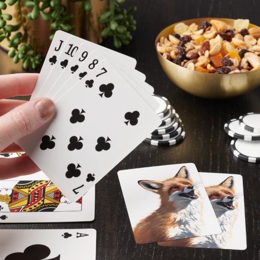 Happy Red Fox EIGEN ART Vixen Wild Natuur Pokerkaarten (Insitu)