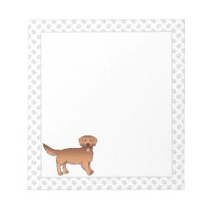 Happy Red Golden Retriever Cartoon Dog met poten Notitieblok