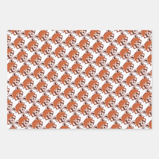 Happy Red Panda Wrapper Papier 3 feuilles ensemble (Devant 3)