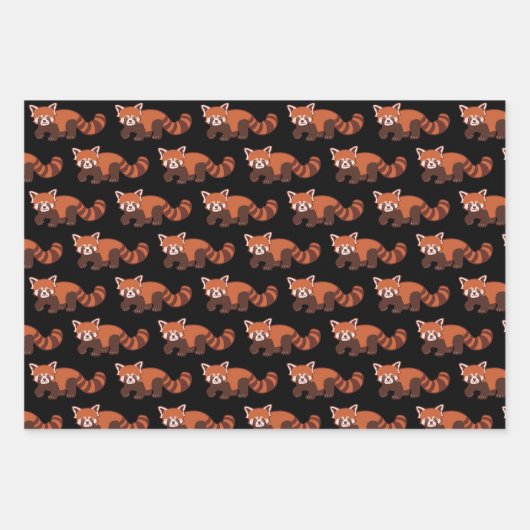 Happy Red Panda Wrapper Papier 3 feuilles ensemble (Devant 2)