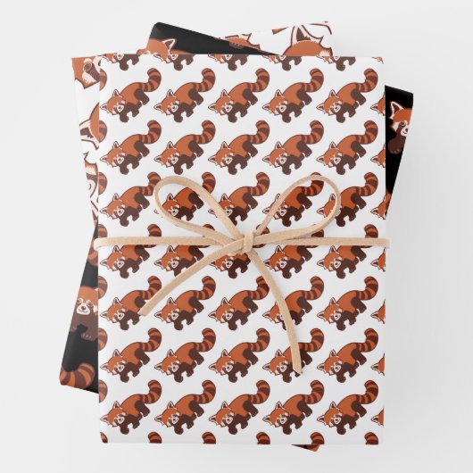 Happy Red Panda Wrapper Papier 3 feuilles ensemble (En situation)
