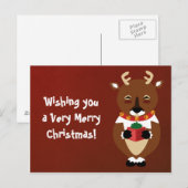 Happy Reindeer Briefkaart (Voorkant / Achterkant)