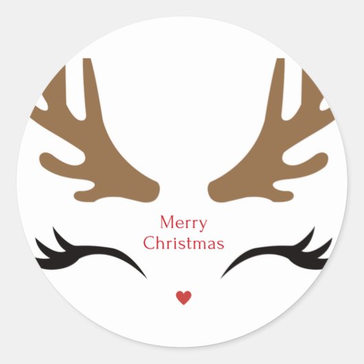 Happy Reindeer Face Ronde Sticker (Voorkant)