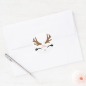 Happy Reindeer Face Ronde Sticker (Envelop)