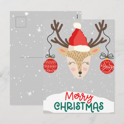 Happy Reindeer Merry Feestdagen Briefkaarten (Voorkant / Achterkant)