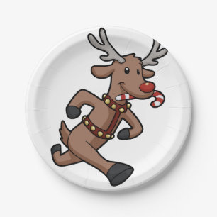 Happy Reindeer start cartoon Achterkleur kiezen Papieren Bordje