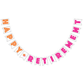HAPPY RETIREMENT BANNER, Oranje en hot-roze kleur Vlaggetjes