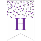 Happy Retirement Banner Silver Paarse Confetti (Eerste vlag)