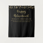 Happy Retirement Black Gold Confetti Streamers Wandkleed (Voorkant)